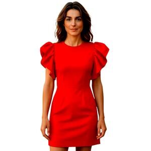 Be Darling 1/2 Junior Red Ruffle  Sleeves Dress Kids Size 1 2 Extra Small